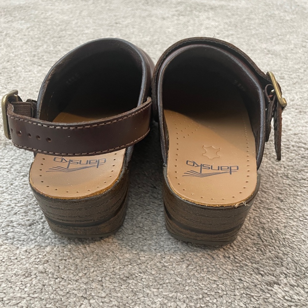 Dansko Dark Brown Leather Clogs with Buckle - Picture 4 of 11